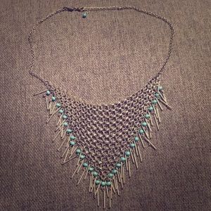 Silver tribal necklace with blue beads